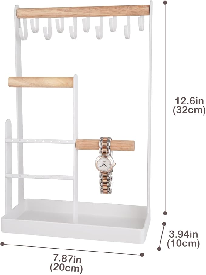 ProCase Cute Jewelry Stand, Aesthetic Jewelry Organizer for Dresser Vanity, Jewelry Holder Display for Necklaces Earrings, Gifts for Teen Girls Women, Bedroom Dorm Decor -Medium, White