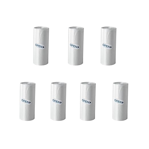 SUBEKYU Mini Trash Bags for Mini Trash Can,7 Rolls White Trash Bags for Desktop Wastebasket of Various Sizes,105 Count Total