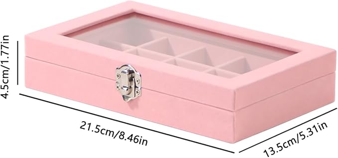 Travel Jewelry Box,Small Jewelry Case,Rings Earrings Cufflinks Organizer for Girls (Pink, 15 Grids)