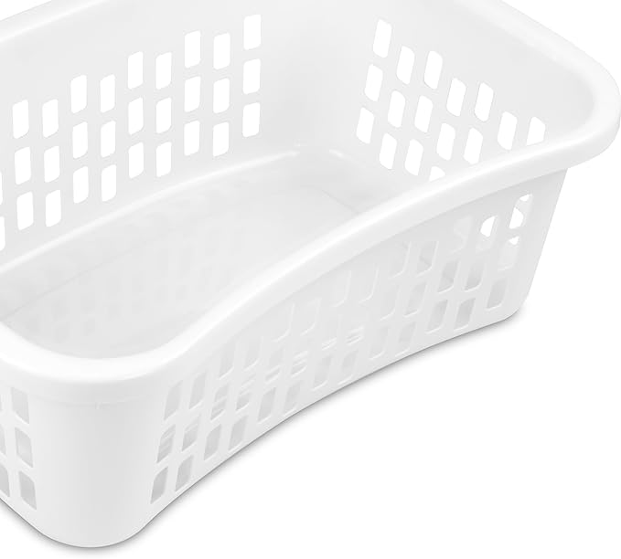Sterilite 12 Pack HipHold Laundry Basket, Plastic Rectangle Clothes Hamper with Comfort Grip Handles & Reinforced Rim, 1.5 Bushel Capacity, White
