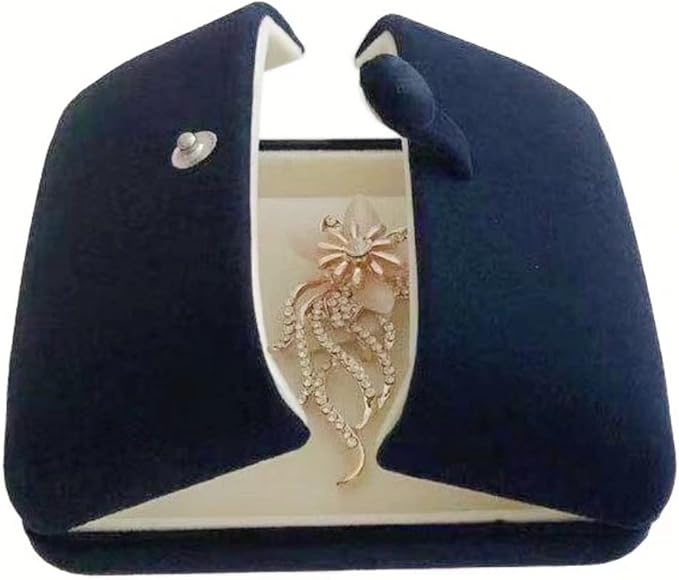 Navy Blue High End Luxurious Velvet Jewelry Box for Brooch Honorary Pin Badge Box Special Presentation Premium Grade Unique Design (Jewelry is not included)