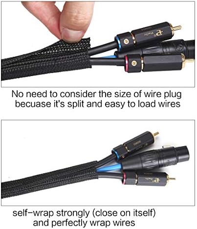 Alex Tech 6.6ft - 1.5 inch Cord Protector Wire Loom Tubing Cable Sleeve Split Sleeving for USB Cable Power Cord Audio Video Cable - Protect Cat from Chewing Cords - Black - Image 2