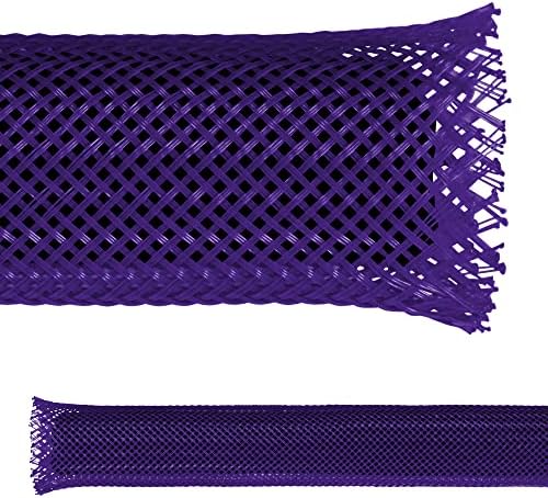 Electriduct 1/8" PET Expandable Braid Sleeving Flame Retardant Flexible Wire Mesh for Cord Management and Cable Protection - 25 Feet - Purple by Electriduct