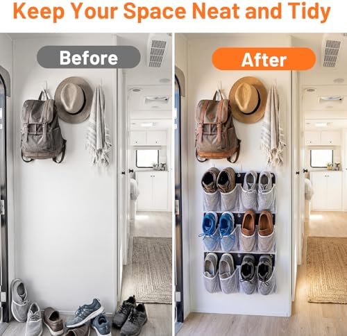 RV Shoe Storage for Bedside - 4 Pocket Wall Mounted Entryway Shoes Rack - Image 4