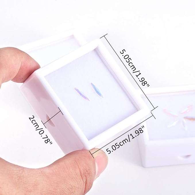 BENECREAT 12PCS Gemstone Display Box - 2" x 0.8" White Jewelry Box with Clear Lid for Gems, Rings, Earrings, Craft Storage
