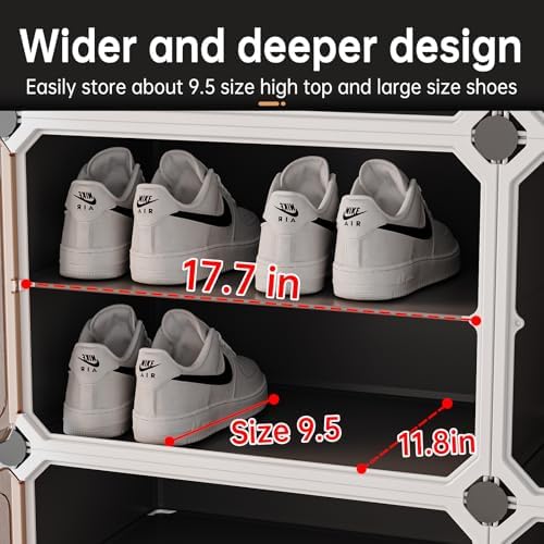 MAGINELS 6-Tier Shoe Rack,Expandable Plastic Shoe Cabinet. Shoe Storage with Door,Entryway, Closets, Hallway, and Bedroom.Accommodates Up to 24 Pairs of Shoes.Grey (3 by 8(48 Pairs)) - Image 3