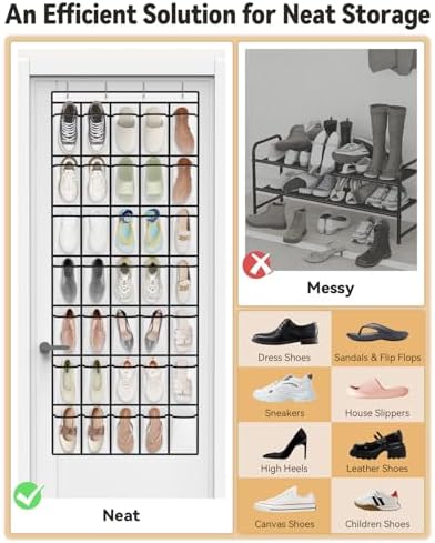 dodowin Over Door Shoe Organizers, 2 Pack, 35 Pockets Each, White - Image 6