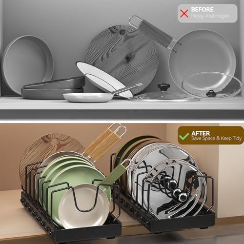 Black Pull Out Pot Lid Organizer, Cabinet Pan Rack - Image 4