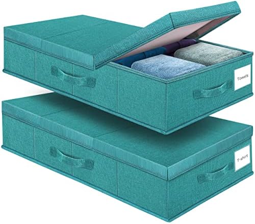 Supowin 2Pack Large Underbed Storage Containers Bin with Lids, Cyan Blue by Supowin