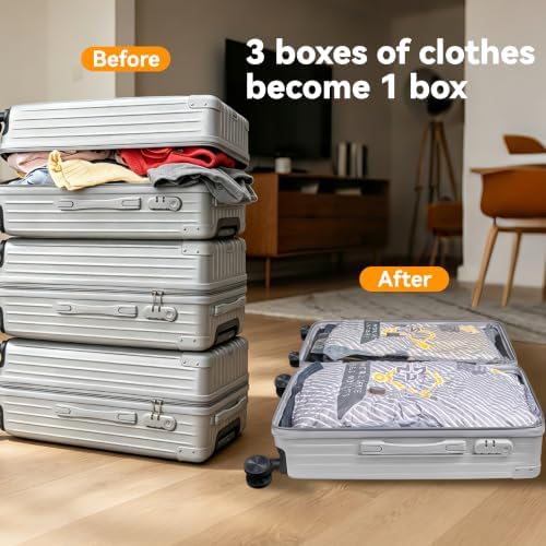 10-Pack Vacuum Bags for Travel with Wireless Rechargeable Pump | Carry-on Size Compression Packing Bags for Luggage & Suitcase, Space Saver for Clothes & Home Seasonal Storage, 3S Vacuum - Image 4