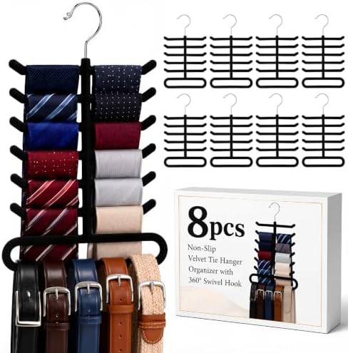 Kathfly Tie Hanger Organizer Multilayer Black Velvet Tie Holders for Closet by Kathfly