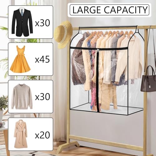 Hanging Garment Bag for Closet Winter Clothes Storage with Clear Window Coat Rack Cover Large Clothing Bags with Zipper Dust Proof Dress Protector (Big) - Image 2