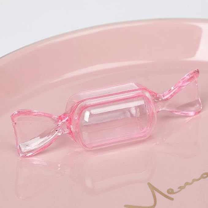 FZBNSRKO 50 Pcs Clear Candy Shaped Jewelry Box,Mini Jewelry Organizer Boxes Lovely Plastic Candy Container DIY Jewelry Accessories for Wedding Party Travel Valentine's Day(pink)