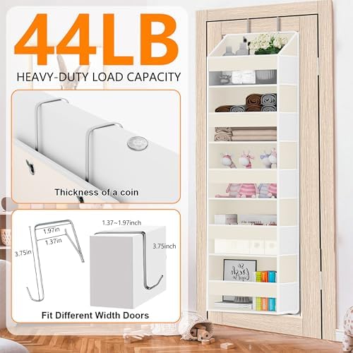 Over Door Organizer with 5 Large Pockets & 10 Mesh Side Compartments - Behind The Door Storage for Bathroom, Bedroom, Closet, Pantry, RV & Nursery - Baby Room Organizer Solution - Beige - Image 5