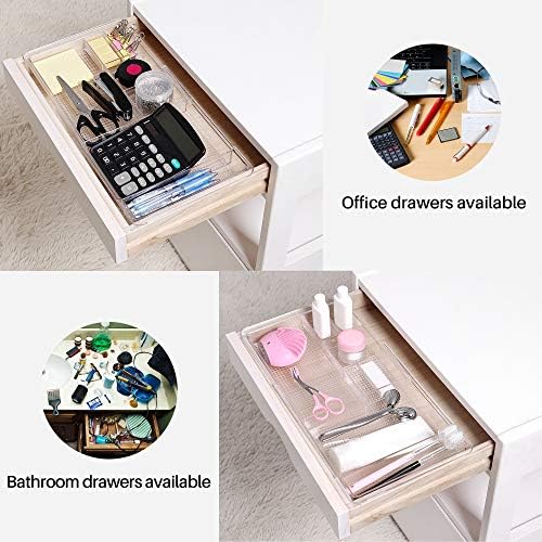 Oubonun Expandable Shallow Vanity Plastic Makeup Drawer Organizers, 4 Pack - Image 5