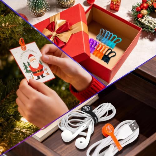 SUNFICON 6 Pack Magnetic Cord Organizers Cable Clips Cable Straps Silicone Twist Ties Colorful Headphone Cord Keeper Holder Manager Bookmark Whiteboard Fridge Magnet Keychain Gift Home,Office,School - Image 6