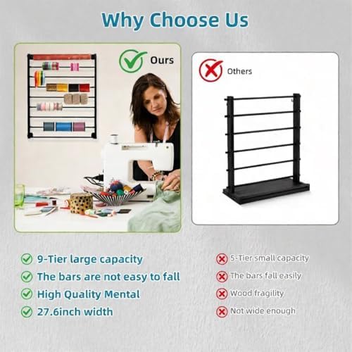 9 Tier Wall Mount Ribbon Organizer, Craft Room Storage Rack - Image 5