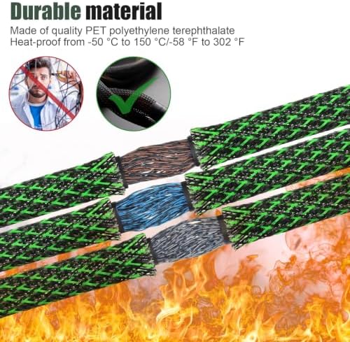 Tatuo 151 ft Braided Cable Sleeve Expandable Wire Sheathing(Green, Black) - Image 5