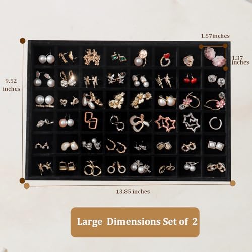 Large Velvet Jewelry Drawer Organizer Trays Set of 4, 48 Grids - Image 5