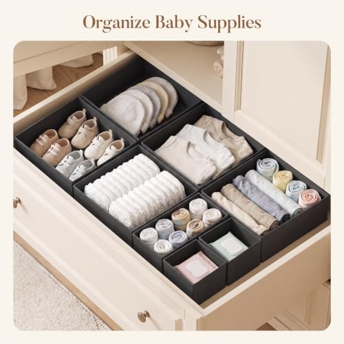 Drawer Organizer Storage for Clothes, Socks, 10 Pack, Black - Image 3