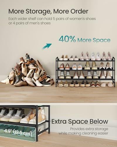 SONGMICS Long Shoe Rack, 3-Tier Shoe Organizer, Holds up to 20 Pairs - Image 4