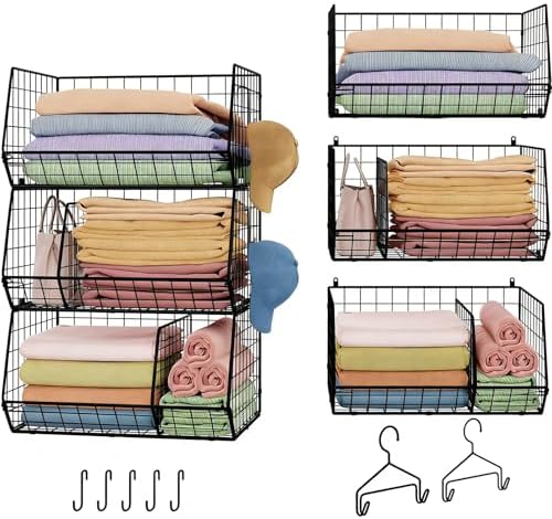Jautokerdar 3 Tier Closet Hanging Shelves with Divider, Extra Large Closet Organizers and Storage, Clothes Hanging Organizer Clothing Sweaters Handbags Clutches Accessories by Jautokerdar