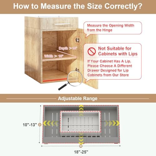Fokyfok Pull out Cabinet Organizer,18"-25"W,10"-13"D,Expandable,Adhesive - Image 2
