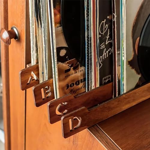 26PCS Alphabetical Wooden Vinyl Storage Dividers, 26 Record Separator Holder Dividers A-Z Fot Horizontal Vertical, Album CD DVD Media Book Shelf Holders Accessories for Music Enthusiasts Album Crate - Image 3