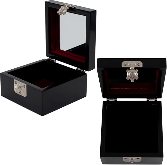February Mountain Mother of Pearl Mini Jewelry Box - Organizer for Earring Necklace Ring & Bracelet Jewelry Display Storage Case for Woman Unique Gifts (Crane_Black)
