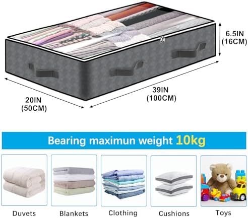 BiCINE 2 Pack Under Bed Storage, 90L Foldable Closet Containers Organizers - Image 3