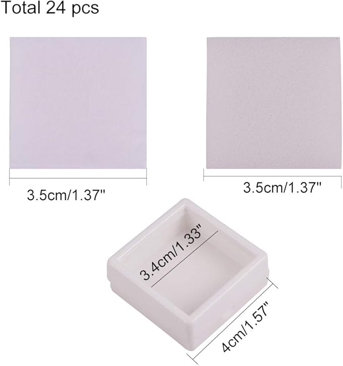 BENECREAT 24PCS White Gemstone Display Box Jewelry Box Container 1.57x0.6 with Clear Top Lids for Gems,Jewelry and Festival Gift Packing