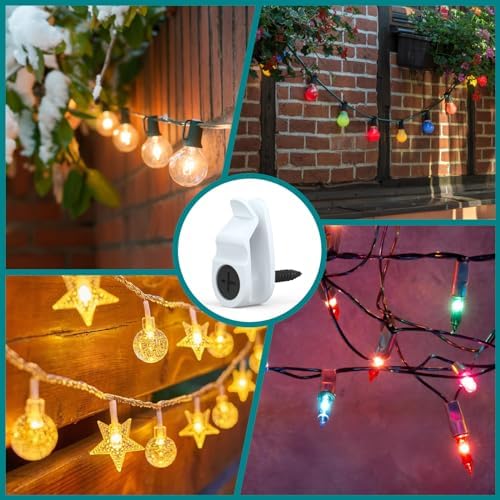 Hooks for Outdoor String Lights Clips, Christmas Light Clips Weatherproof, Lights Hanger Hooks for Hanging Christmas Light, Fairy Light, Cable, Holiday Decor - White, 50 Pack - Image 5