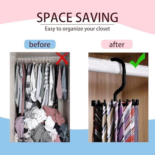 Circular Tie Hanger Updated Twirl Tie Rack Adjustable Twirl Tie Rack Tie Belt, Multipurpose Organizer for Closet Storage(Black) - Image 2