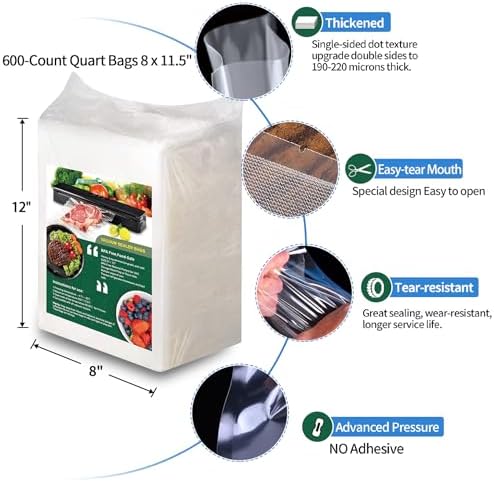Vacuum Storage Bags, Vacuum Seal Bags for Food, 8x11 Inch Quart Bags 600pcs - Image 3