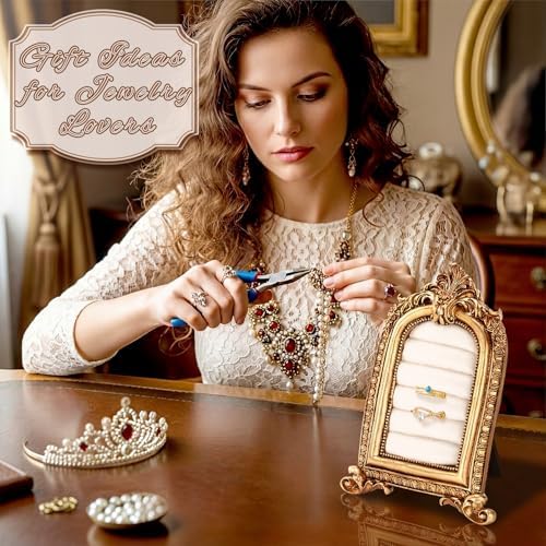 Liliaafar Vintage Ring Holder Frame Style Gold Ring Wedding Display - Image 5