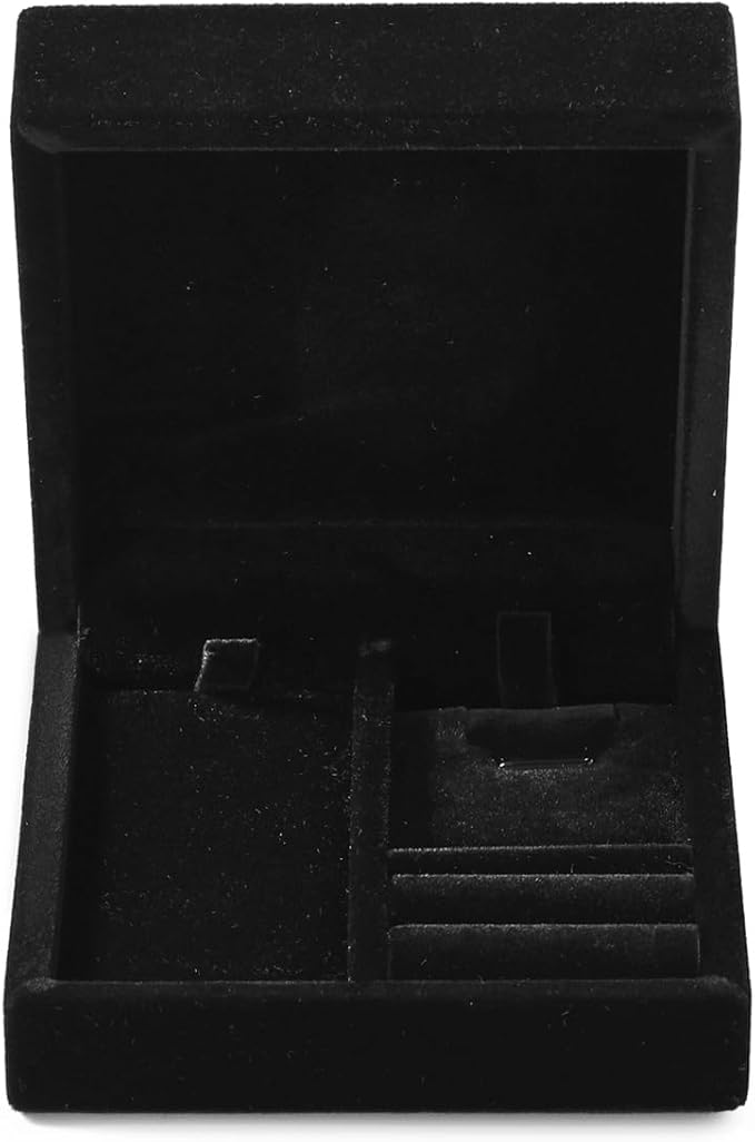 3 in 1 Velvet Jewelry Set Gift Box Earring Gift Box Ring Necklace Boxes Small Jewelry Storage Boxes for Travel Birthday Mother's Day Valentine's Day Gifts (Black)