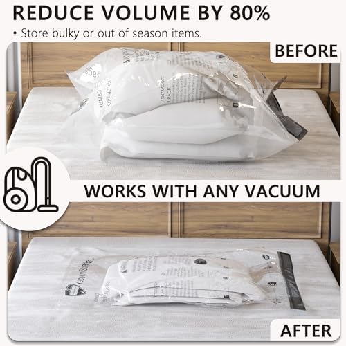 Vacuum Storage Bags, Compression Packing Space Saver Seal Bags for Clothing Bedding Comforters Blankets Pillows, 8 Jumbo - Image 2