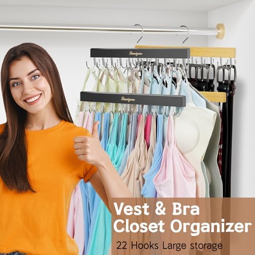 Belt Organizer for Closet, Belt & Bra Hanger for Women/Men, Tie & Belt Rack with 22 Rotatable Hooks, Stackable Space Saving Hangers, Tie Hanger, Bra Organizer, Tank Top Hanger, 3pcs - Image 3