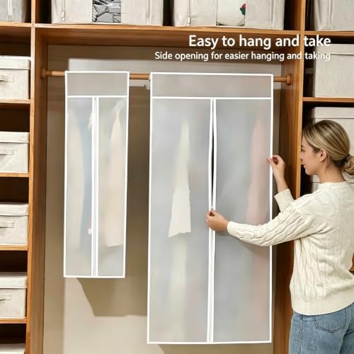 20x59x24 Inch Garment Bags, 1 Pack Garment Rack Cover, Waterproof & Washable Suit Covers, Full Zipper Dust-Proof Hanging Clothes Storage Bags for Closet, Translucent - Image 5