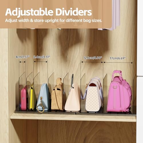 PAVSTINE 4 Pack Adjustable Purse Organizer, Stackable Closet Storage, Black - Image 3