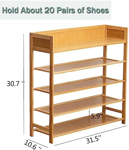 latifolia Bamboo Shoe Rack, 5-Tier Shoe Rack Organizer for Entryway, Living Room(Nature, 31.40''L) - Image 3