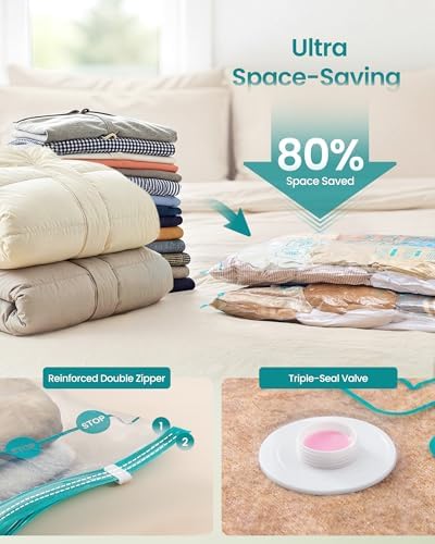 SONGMICS Vacuum Storage Bags, Rechargeable Electric Pump, 9 Pack, 3S/3M/3L - Image 4