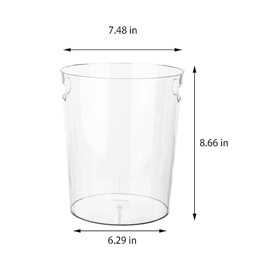 Anyoifax Small Trash Can Plastic Wastebasket 1.5 Gallon Round Garbage Container Bin with Handles for Bathroom, Bedroom, Kitchen, College Dorm, Office, Craft Room - Clear