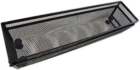 HAHIYO Stackable Mesh Tray Cup 12 x 3 x 2 inches Sturdy Container for Desk Drawer Organizer Collection for Home Office School kitchen Soft Foam Feet No Sharp Edges 2 Pack Black by HAHIYO