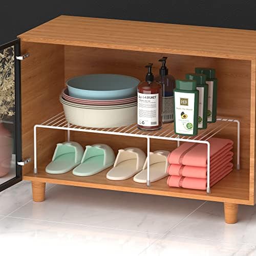 Redrubbit Cabinet Storage Shelf Rack, Expandable Metal Rustproof Kitchen Counter and Cabinet Shelf, Storage Rack Organizer Space Saver for Kitchen, Fridge, Cabinet, Bathroom, White, Set of 6 - Image 6