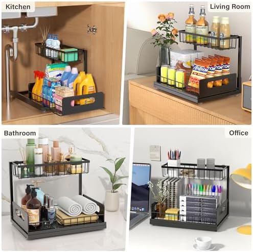 Under Sink Organizer, 2-Tier Pull-Out Metal Drawer, 2 Pack - Image 5