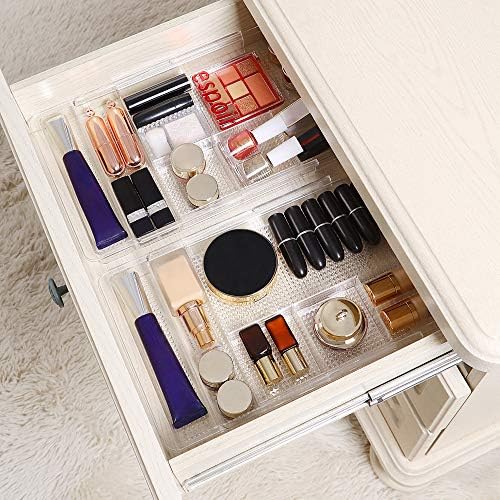 Oubonun Expandable Shallow Vanity Plastic Makeup Drawer Organizers, 4 Pack - Image 6