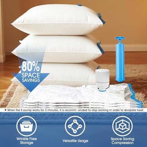 AROIC 50 Pack Vacuum Storage Bags, 5 Sizes + 2 Roll-up (8 Each) Space Saver - Image 4