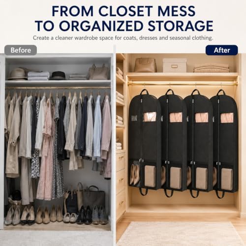 Suit Garment Bag for Men, 54-Inch Travel Cover with Rear Zip Storage - Image 7