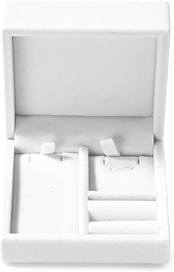 3-in-1 Velvet Jewelry Set Gift Box: Earring, Ring, Necklace Boxes - Small Jewelry Storage for Travel, Birthday, Mother's Day, Valentine's Day Gifts (White)